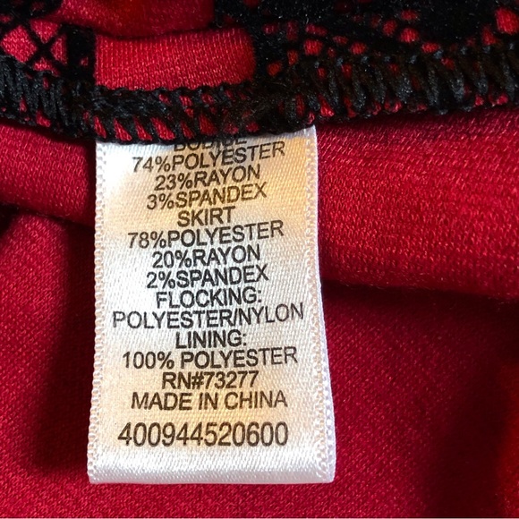 Elle Black Red Flocked  Fit & Flare Party Dress - Picture 7 of 16